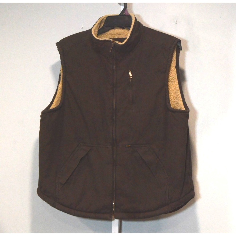 Lee Premium Select Men's Size XL Vest Dark Brown With Beige Sherpa Lining